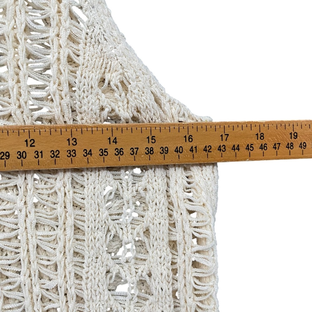 American Eagle Women Cream Open Knit Sleeveless Tank Top Boho Crochet Small - Picture 10 of 11